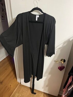🧡 2X/3X Classic Black Robe with Tie Belt